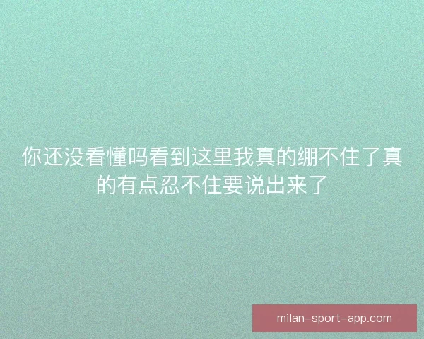 你还没看懂吗看到这里我真的绷不住了真的有点忍不住要说出来了