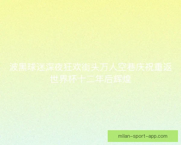 波黑球迷深夜狂欢街头万人空巷庆祝重返世界杯十二年后辉煌