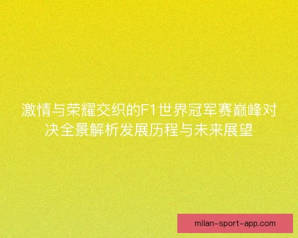 激情与荣耀交织的F1世界冠军赛巅峰对决全景解析发展历程与未来展望